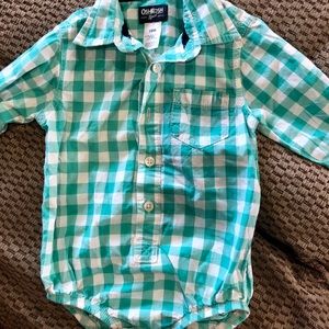 Plaid button up onesie